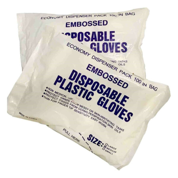 100 x Disposable Polythene Plastic Gloves