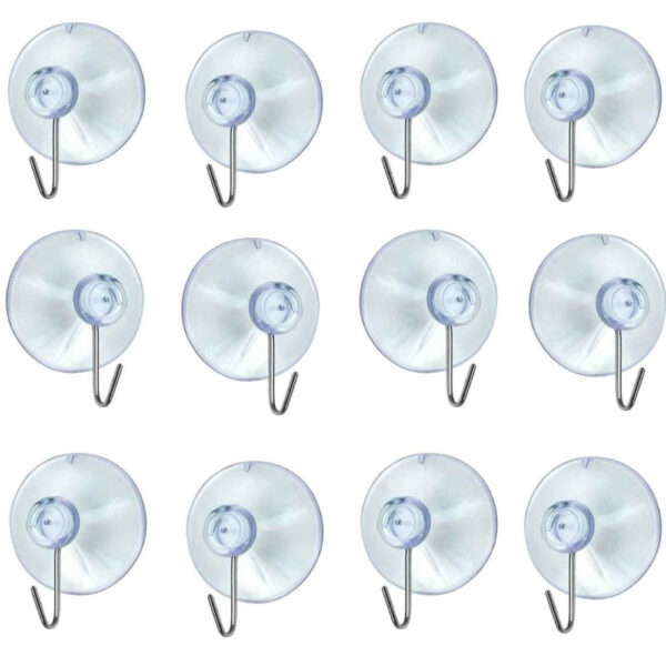 12 X Window Plastic Suction Cup Hooks